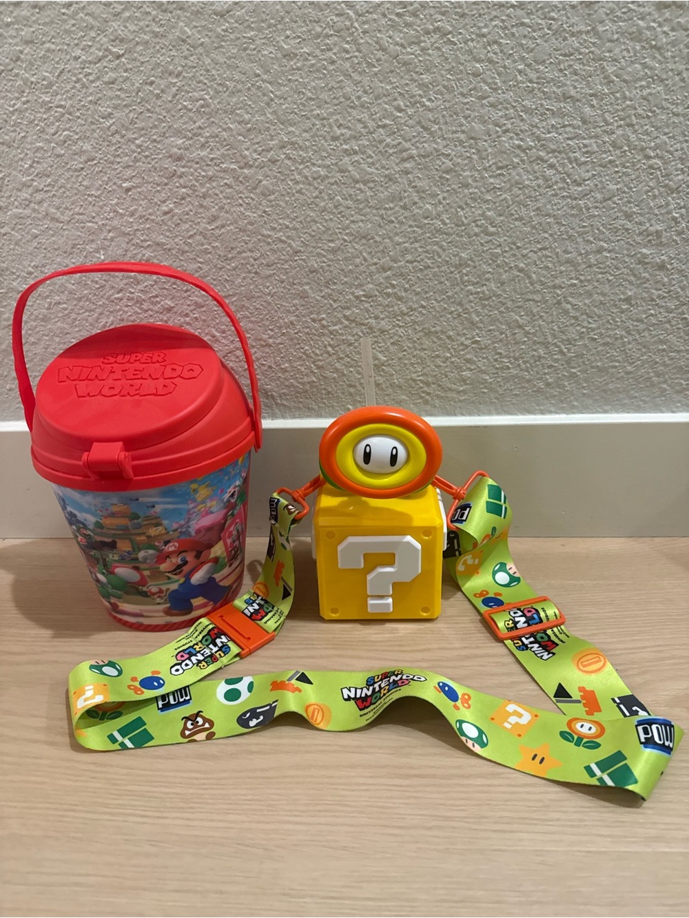 Super Nintendo World popcorn bucket and drink holder